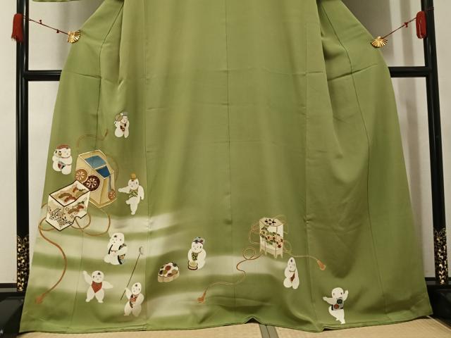 平和屋着物●訪問着　駒刺繍　唐子　暈し染め　金彩　正絹　逸品　AABK2248ph