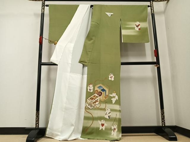 平和屋着物●訪問着　駒刺繍　唐子　暈し染め　金彩　正絹　逸品　AABK2248ph