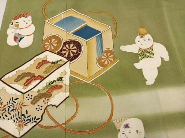 平和屋着物●訪問着　駒刺繍　唐子　暈し染め　金彩　正絹　逸品　AABK2248ph