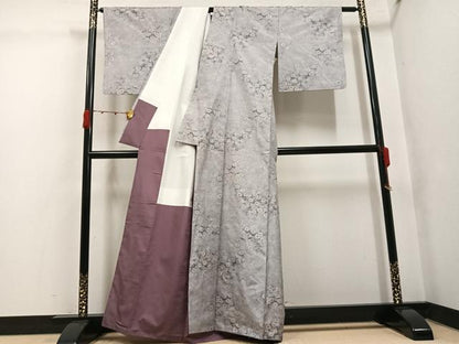 平和屋着物●本場大島紬　白大島　総絣　花尽くし　正絹　逸品　AABK2249ph