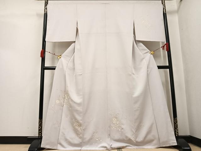 平和屋着物●訪問着　駒刺繍　草花文　金彩　正絹　逸品　AABK2252ph