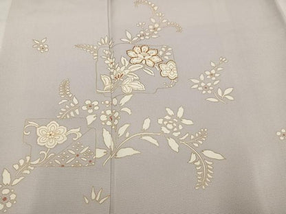 平和屋着物●訪問着　駒刺繍　草花文　金彩　正絹　逸品　AABK2252ph
