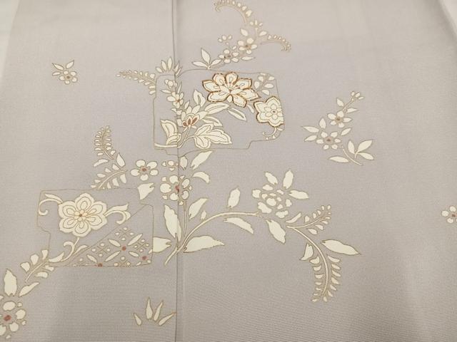 平和屋着物●訪問着　駒刺繍　草花文　金彩　正絹　逸品　AABK2252ph