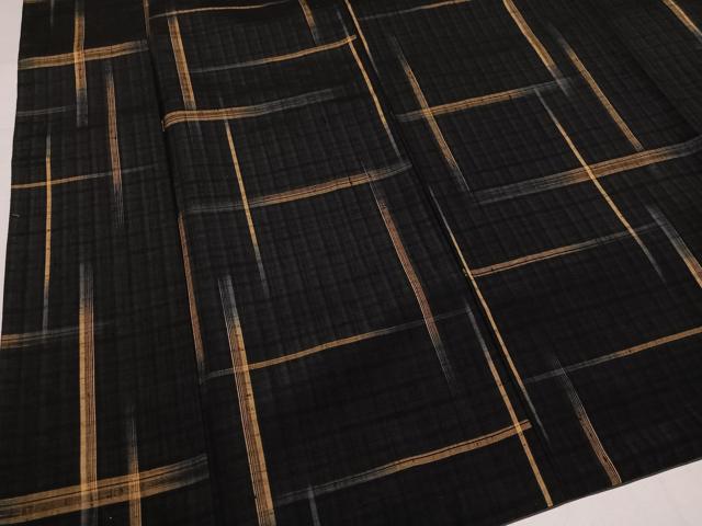 平和屋着物●上質な紬　格子　正絹　逸品　AABK2253ph