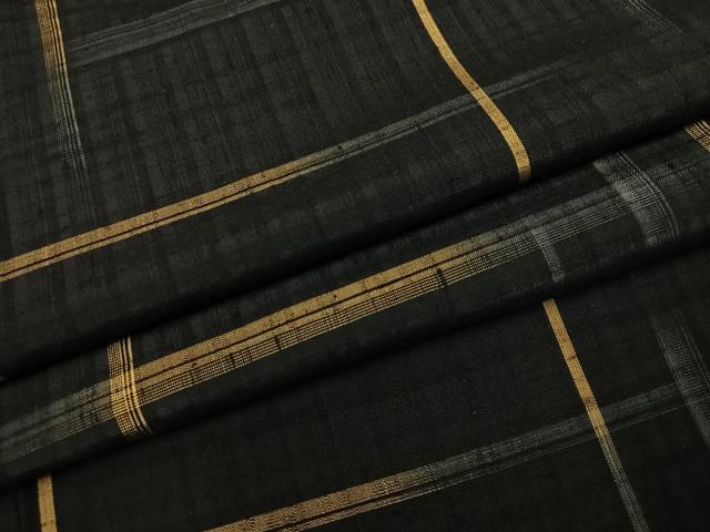 平和屋着物●上質な紬　格子　正絹　逸品　AABK2253ph