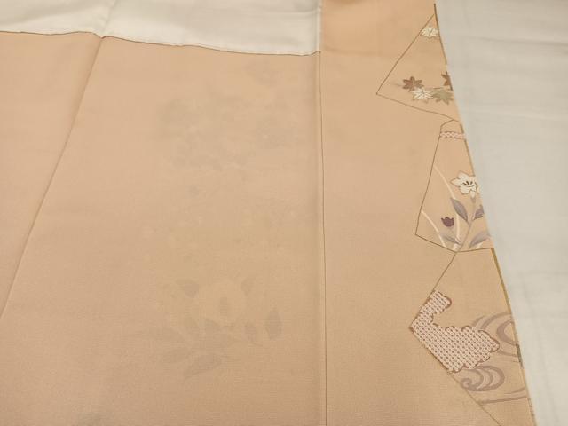 平和屋着物●訪問着　駒刺繍　葡萄草花文　金彩　正絹　逸品　AABK2256ph