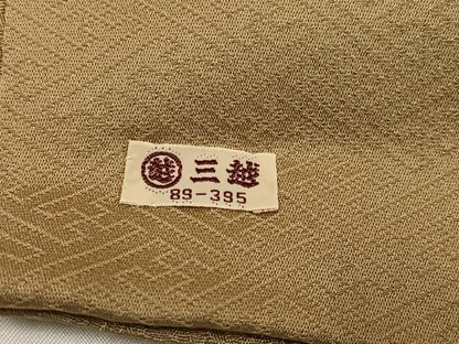 平和屋着物●上質な色無地　霞地紋　榛色　三越扱い　正絹　逸品　AABK2257ph