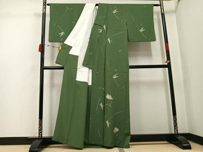 平和屋着物●訪問着　鳥　笹　正絹　逸品　AABK2259ph