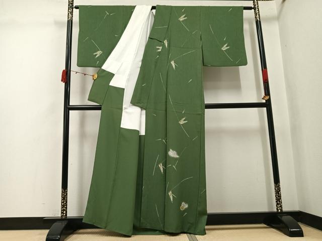 平和屋着物●訪問着　鳥　笹　正絹　逸品　AABK2259ph
