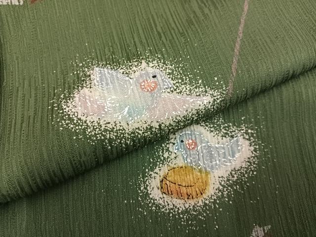 平和屋着物●訪問着　鳥　笹　正絹　逸品　AABK2259ph