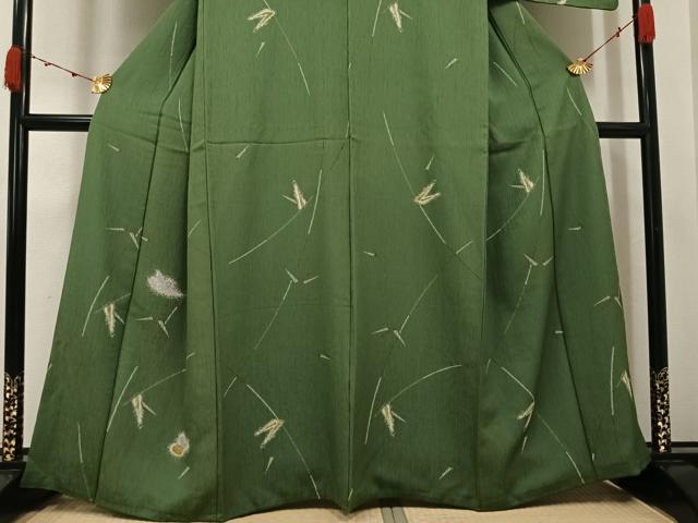 平和屋着物●訪問着　鳥　笹　正絹　逸品　AABK2259ph