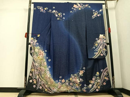 平和屋着物●豪華振袖　作家物　絞り　舞花文　金彩　金通し地　京都きもの友禅扱い　正絹　逸品　AABK2263ph