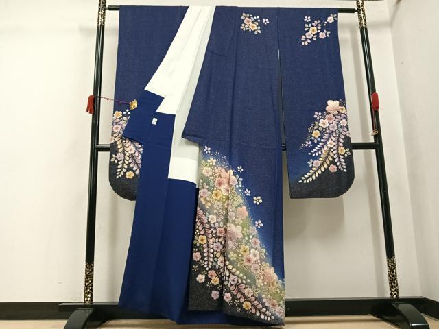 平和屋着物●豪華振袖　作家物　絞り　舞花文　金彩　金通し地　京都きもの友禅扱い　正絹　逸品　AABK2263ph