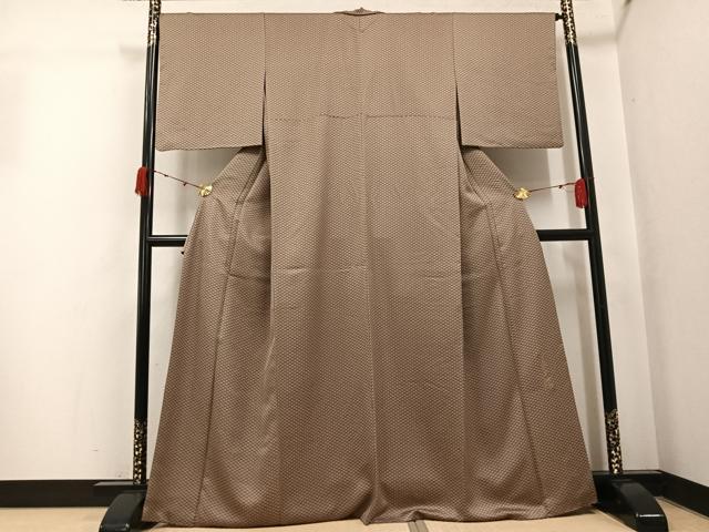 平和屋着物●染色作家　斉藤三才　小紋　麻の葉文様　正絹　逸品　AABK2267ph