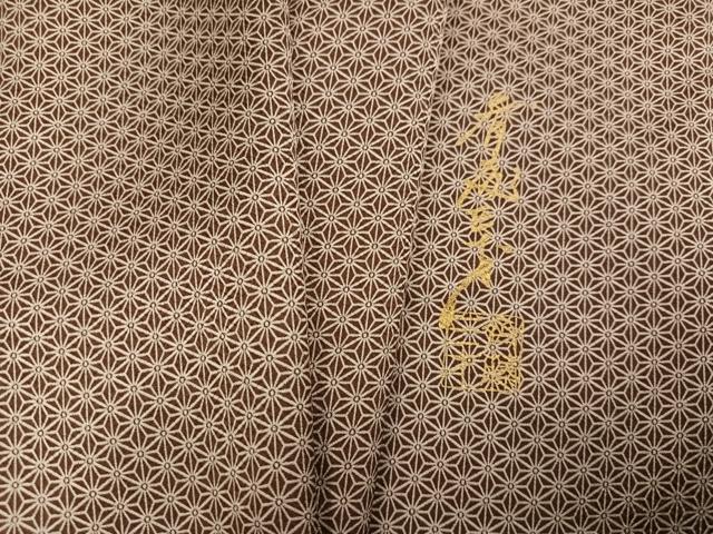 平和屋着物●染色作家　斉藤三才　小紋　麻の葉文様　正絹　逸品　AABK2267ph