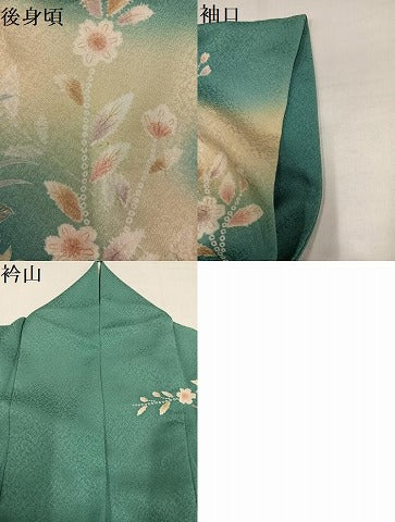 平和屋着物●訪問着　駒刺繍　絞り　花車文　暈し染め　金彩　正絹　逸品　AABK2268ph