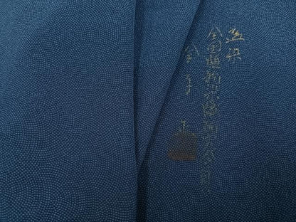 平和屋着物●阿波藍伝統工芸　金子正　江戸小紋　鮫小紋柄　ロング丈　正絹　逸品　AABK2269ph