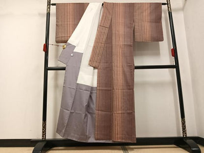 平和屋着物●上質な紬　間道　正絹　逸品　AABK2270ph