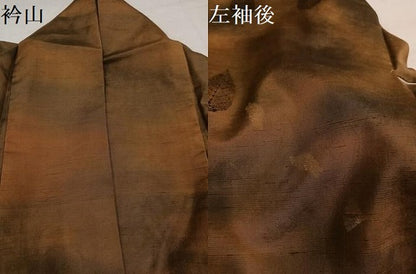 平和屋着物●本場縞大島紬　舞葉文　武島織物謹製　証紙付き　正絹　逸品　AABK2271ph