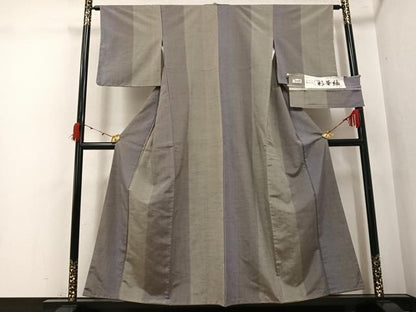 平和屋着物●彩草紬　置賜紬　間道　証紙付き　正絹　逸品　未使用　AABK2273ph