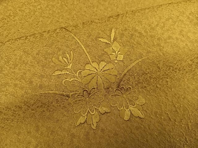 平和屋着物●無地絵羽訪問着　総刺繍　中国三大刺繍　スワトウ刺繍　汕頭刺繍　扇面花文　黄朽葉色　正絹　逸品　未使用　AABK2277ph