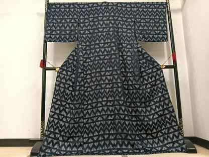 平和屋着物●上質な小紋　幾何学文様　ロング丈　AABK2280ph