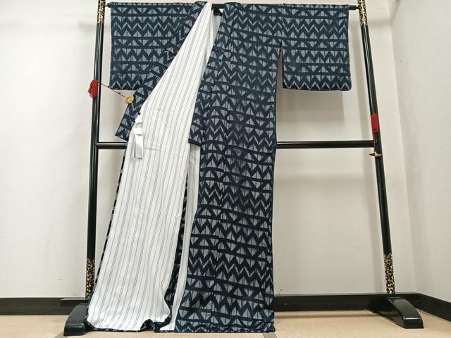 平和屋着物●上質な小紋　幾何学文様　ロング丈　AABK2280ph