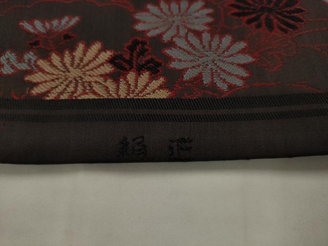 平和屋着物◎全通柄袋帯　唐織　流水花文　正絹　逸品　AABK2285pf