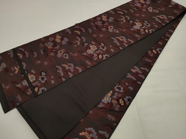 平和屋着物◎全通柄袋帯　唐織　流水花文　正絹　逸品　AABK2285pf