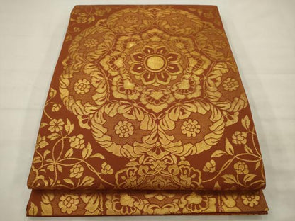 平和屋着物◎六通柄　本袋帯　飾花文　金糸　正絹　逸品　AABK2289pf