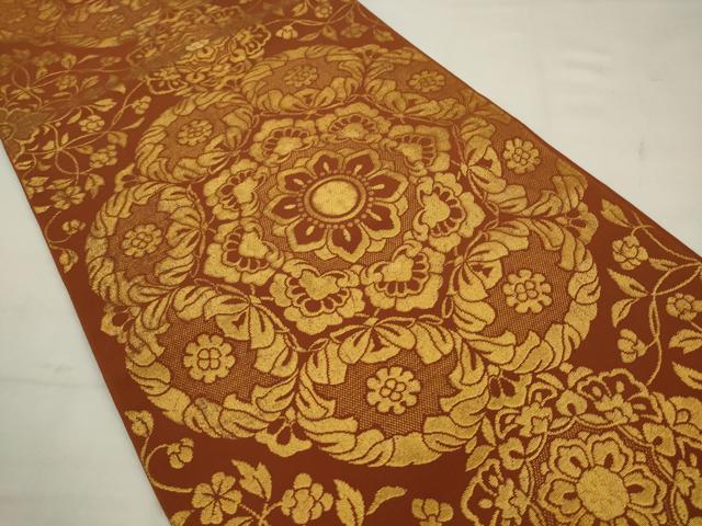 平和屋着物◎六通柄　本袋帯　飾花文　金糸　正絹　逸品　AABK2289pf