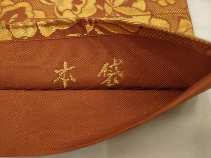 平和屋着物◎六通柄　本袋帯　飾花文　金糸　正絹　逸品　AABK2289pf