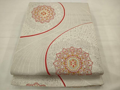 平和屋着物◎六通柄袋帯　唐織　飾花文　金銀糸　正絹　逸品　AABK2318pf