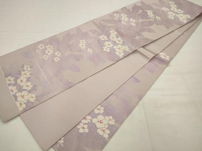 平和屋着物◎西陣　六通柄袋帯　唐織　小花のたわむれ　証紙付き　正絹　逸品　AABK2319pf