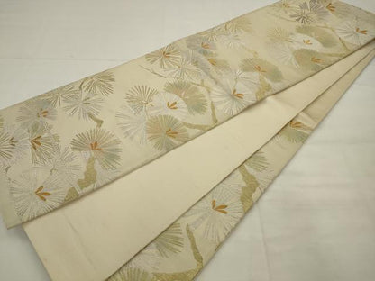 平和屋着物◎六通柄袋帯　唐松　金銀糸　正絹　逸品　AABK2328pf