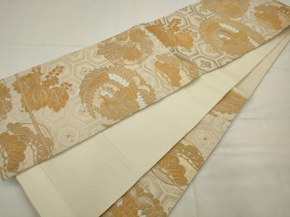 平和屋着物◎六通柄　京袋帯　鳳凰花文　金糸　正絹　逸品　AABK2335pf