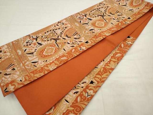 平和屋着物◎六通柄袋帯　唐織　花鳥文　金糸　正絹　逸品　AABK2336pf