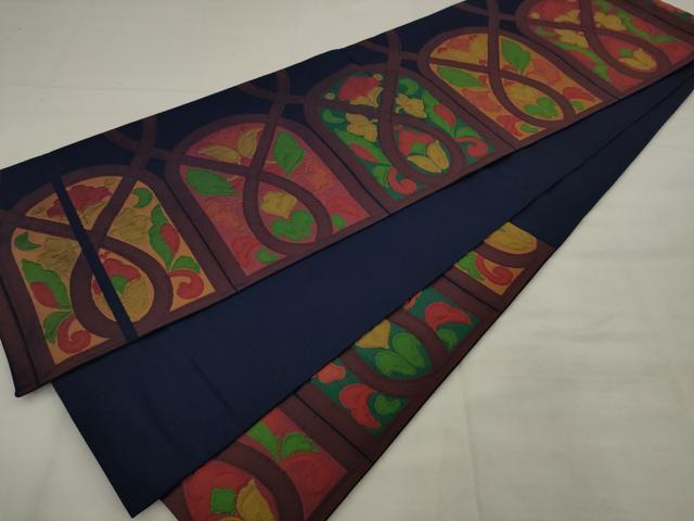 平和屋着物◎六通柄袋帯　飾花文　正絹　逸品　AABK2343pf