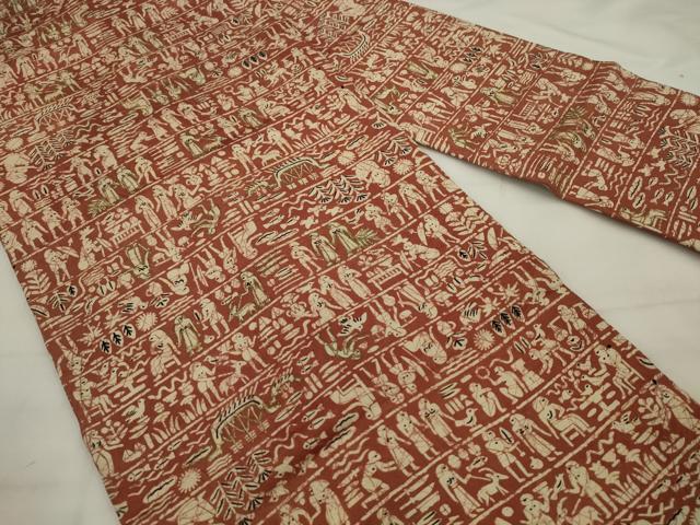 平和屋着物◎全通柄九寸名古屋帯　古代壁画文様　金彩　正絹　逸品　AABK2351pf