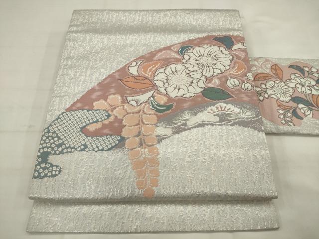 平和屋着物◎九寸名古屋帯　唐織　辻が花　錦プラチナ箔　正絹　逸品　AABK2352pf