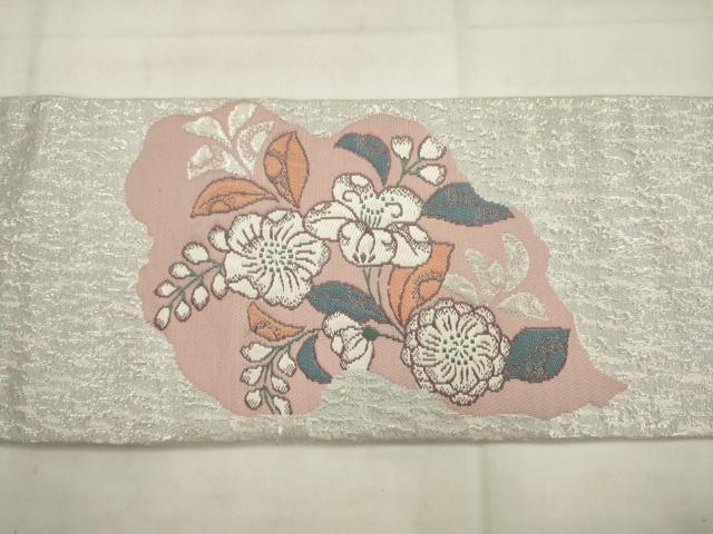 平和屋着物◎九寸名古屋帯　唐織　辻が花　錦プラチナ箔　正絹　逸品　AABK2352pf