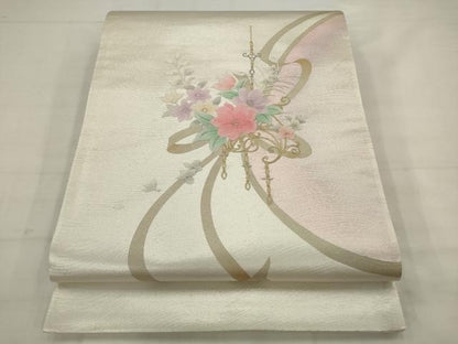 平和屋着物◎太鼓柄　京袋帯　唐織　花束文　金銀糸　正絹　逸品　AABK2361pf