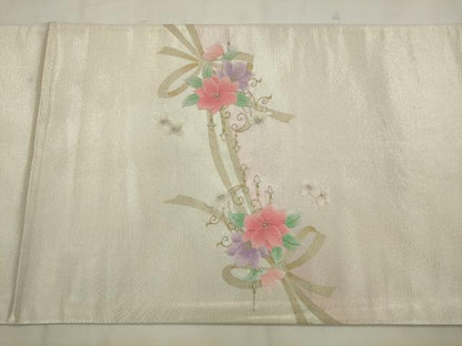 平和屋着物◎太鼓柄　京袋帯　唐織　花束文　金銀糸　正絹　逸品　AABK2361pf