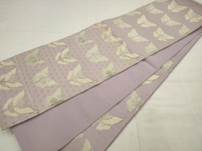 平和屋着物◎六通柄袋帯　唐織　舞蝶文　銀糸　正絹　逸品　AABK2370pf