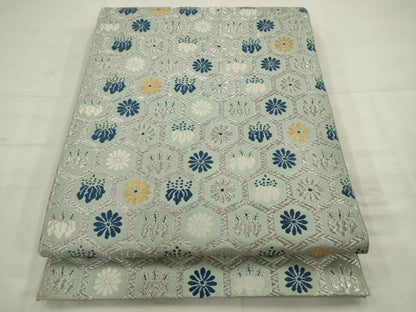 平和屋着物◎六通柄袋帯　唐織　亀甲花文　正絹　逸品　AABK2374pf