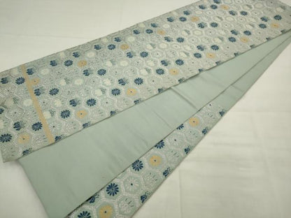 平和屋着物◎六通柄袋帯　唐織　亀甲花文　正絹　逸品　AABK2374pf