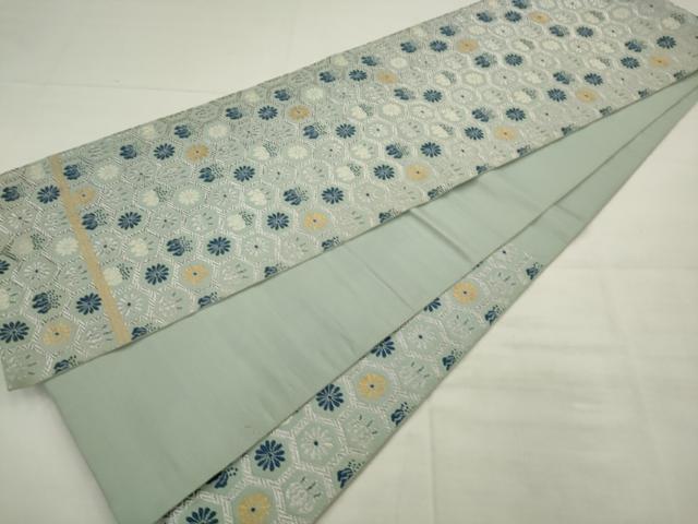 平和屋着物◎六通柄袋帯　唐織　亀甲花文　正絹　逸品　AABK2374pf