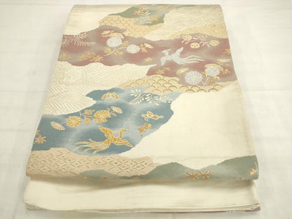 平和屋着物◎六通柄袋帯　道長鳳凰花文　金銀糸　正絹　逸品　AABK2380pf