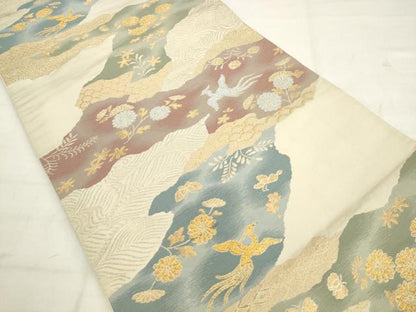 平和屋着物◎六通柄袋帯　道長鳳凰花文　金銀糸　正絹　逸品　AABK2380pf