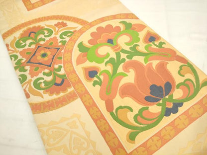 平和屋着物◎六通柄袋帯　飾花文　正絹　逸品　AABK2385pf